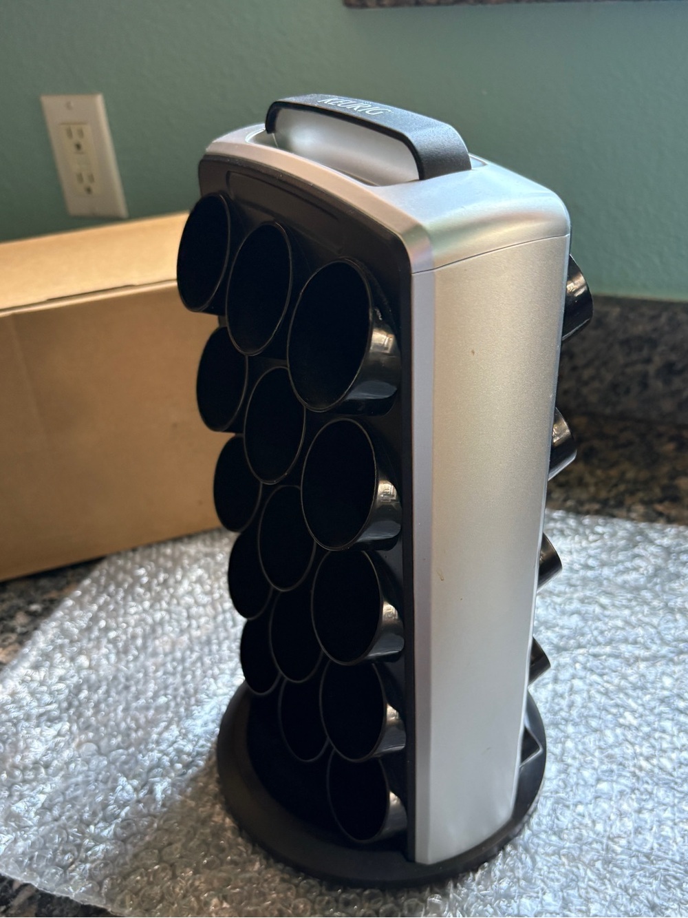 Rotating 30- Slot K-Cup Rack Organizer - Silver & Black